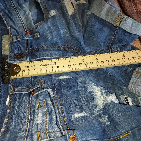 Aeropostale Light Blue Distressed Jean Shorts - Picture 12 of 14
